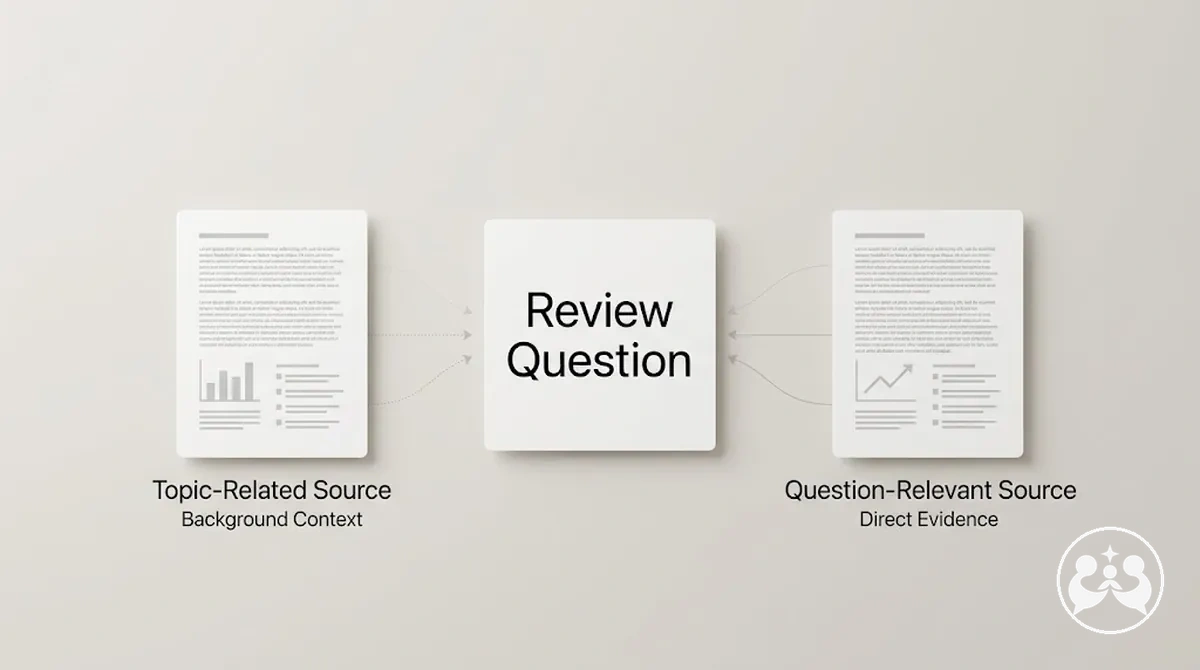 Vergleich von themenverwandten und fragestellungsrelevanten Quellen für einen Übersichtsartikel