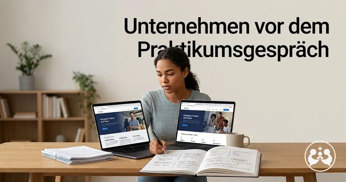 Student recherchiert ein Unternehmen vor einem Vorstellungsgespräch fürs Praktikum