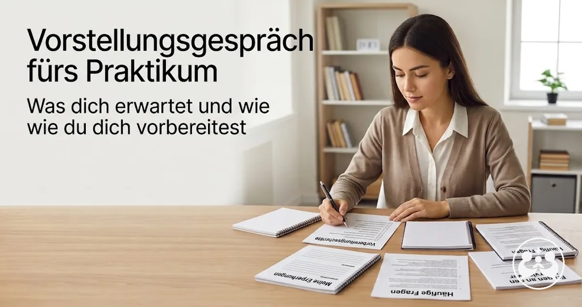 Student bereitet Notizen für ein Vorstellungsgespräch fürs Praktikum vor