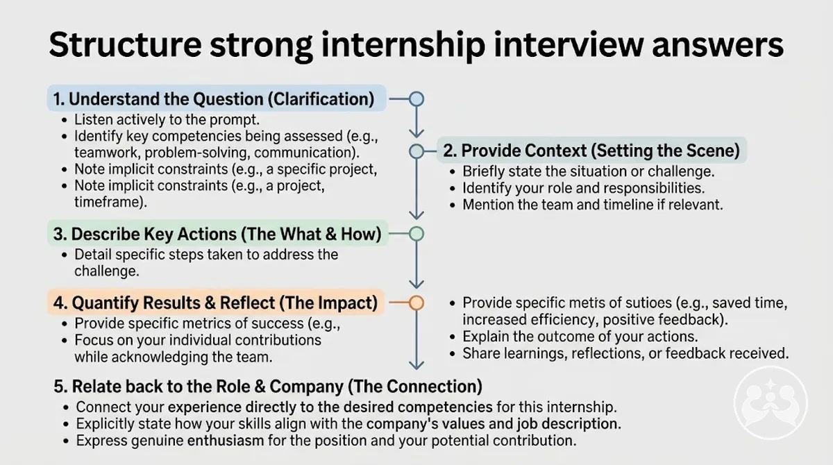 Structured notes for building clear internship interview answers