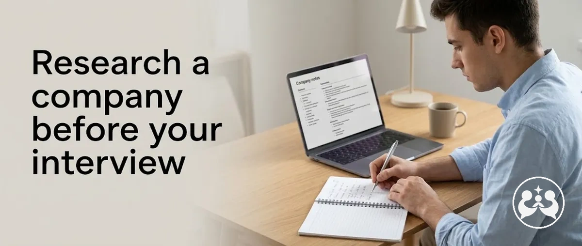 Student researching a company before an internship interview