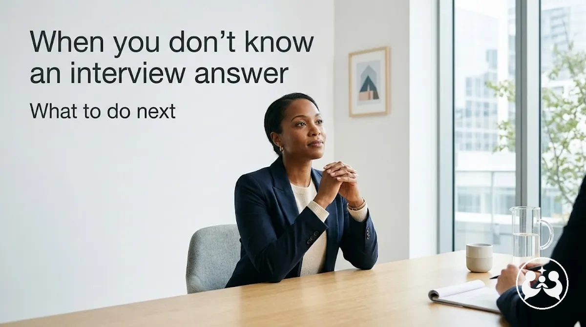 Candidate responding thoughtfully to an unexpected interview question