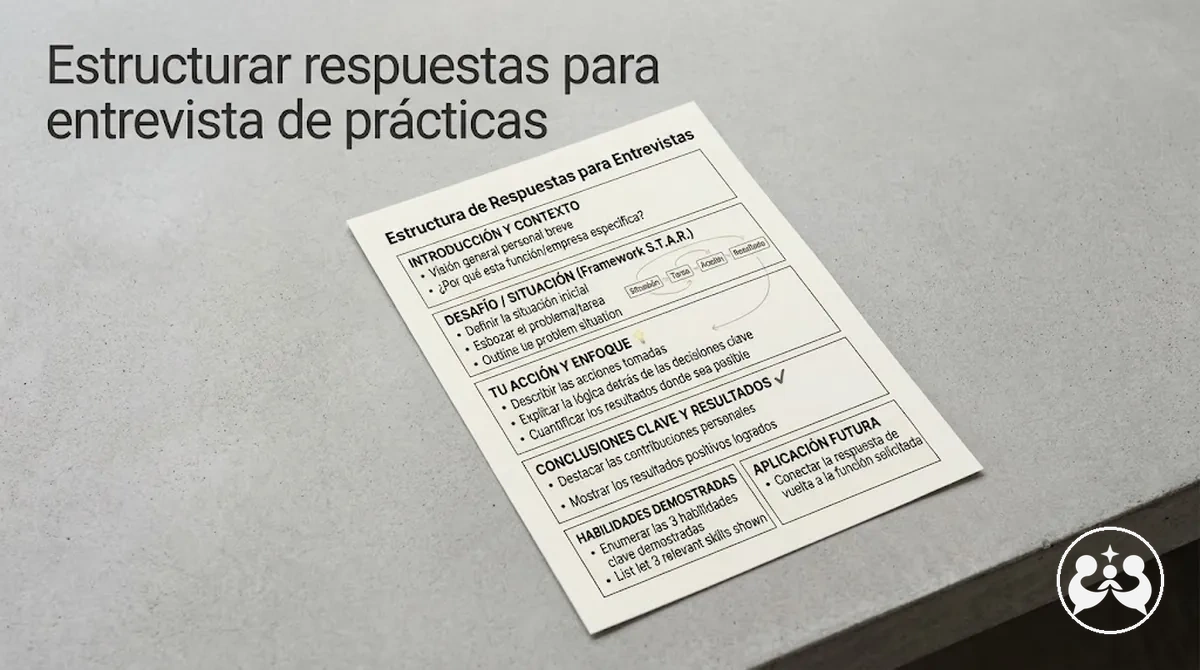 Notas estructuradas para preparar respuestas claras en una entrevista de prácticas