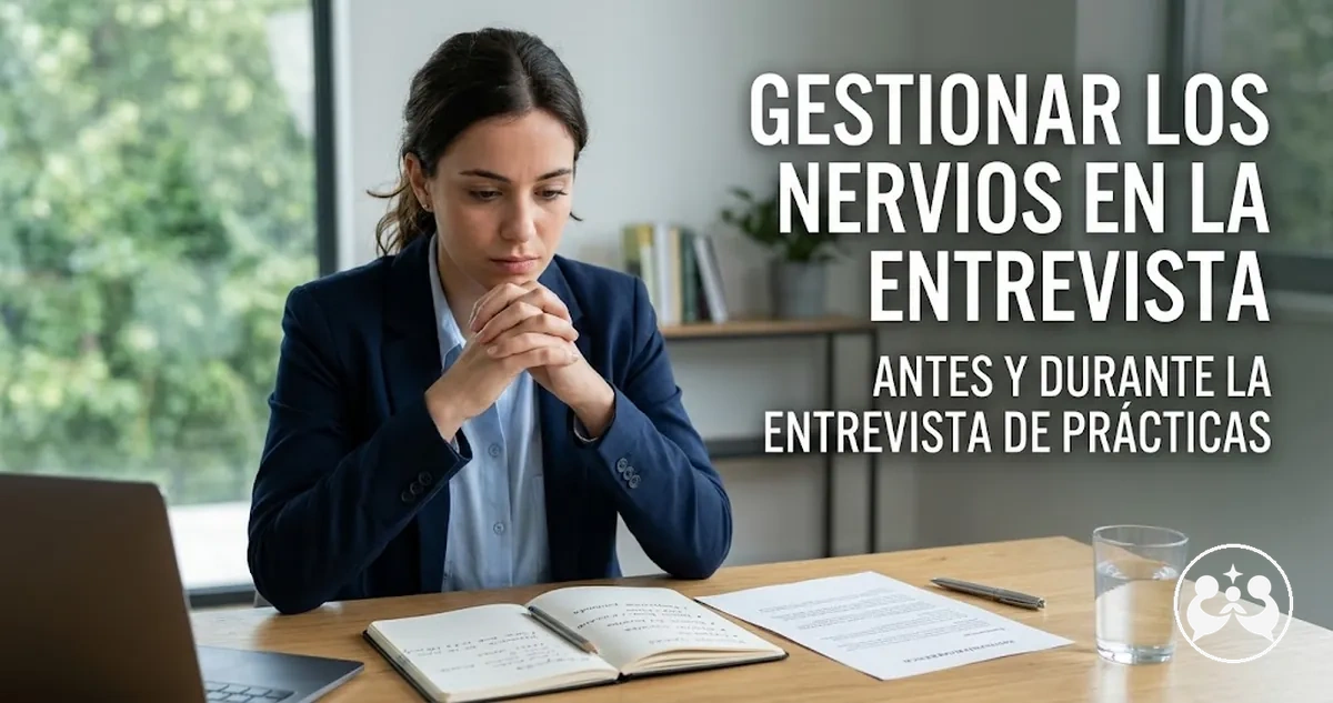 Candidato aplicando técnicas de preparación para gestionar los nervios de la entrevista