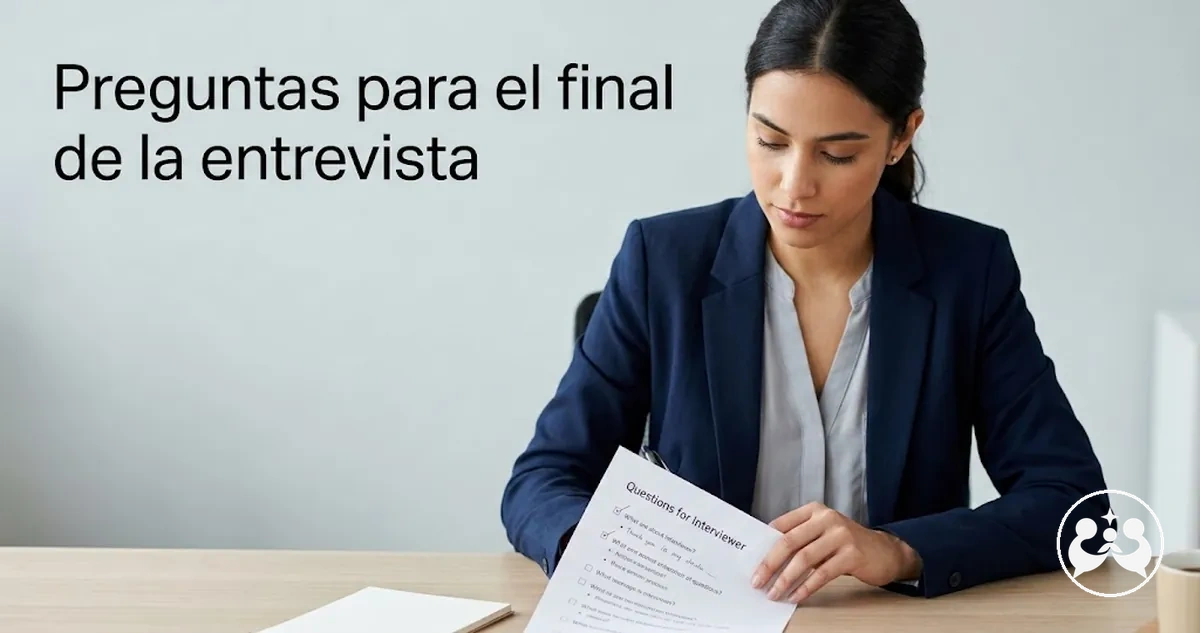 Candidato revisando preguntas para hacer en una entrevista de prácticas