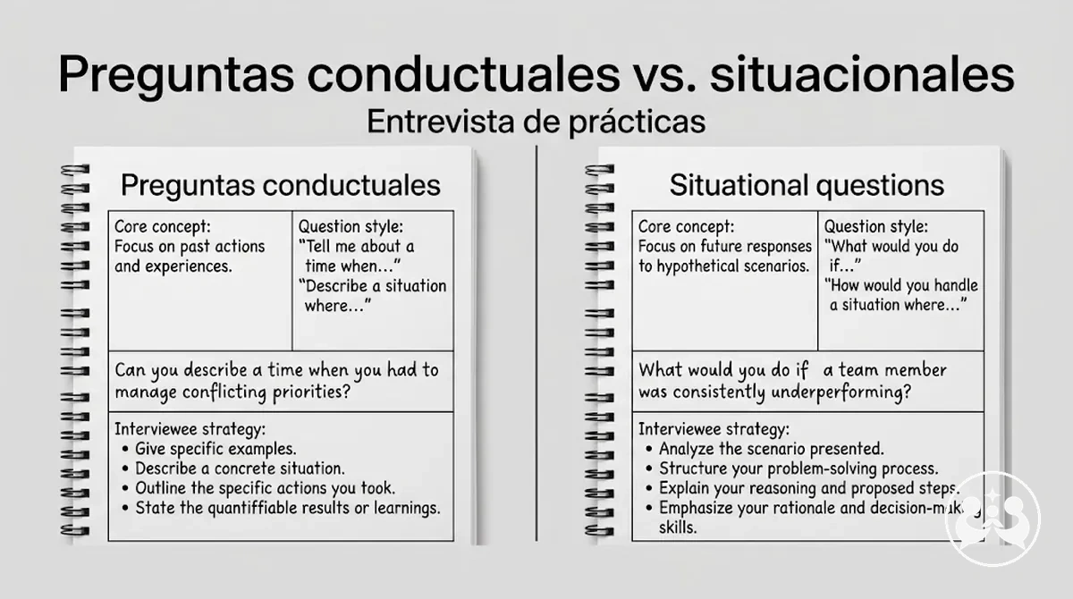 Comparación entre preguntas conductuales y situacionales en una entrevista