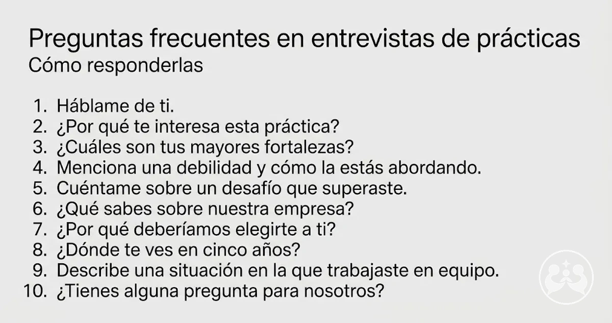 Lista de preguntas frecuentes para practicar una entrevista de prácticas