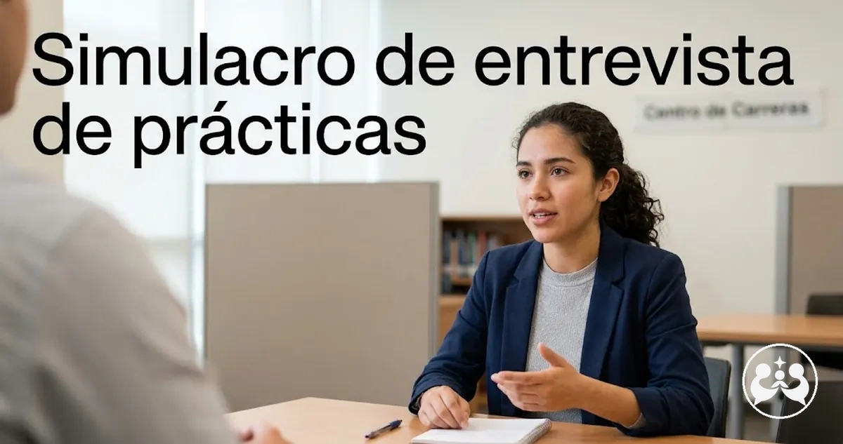 Estudiante participando en un simulacro de entrevista de prácticas