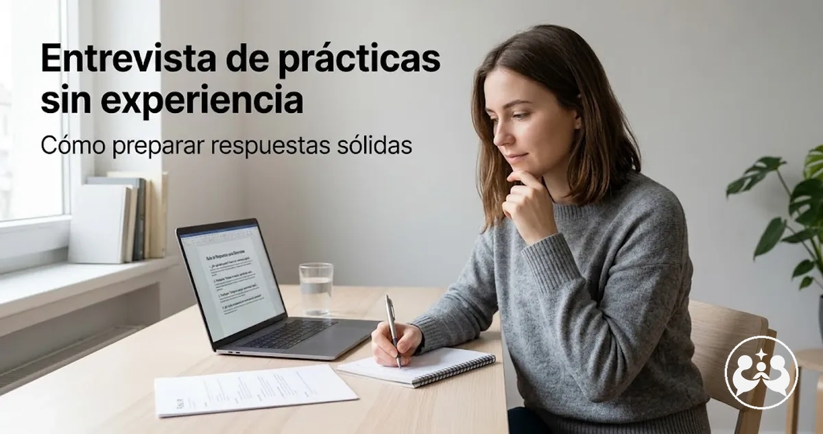 Estudiante preparando respuestas para una entrevista de prácticas con poca experiencia laboral