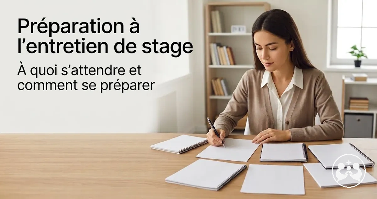 Étudiant préparant ses notes pour un entretien de stage
