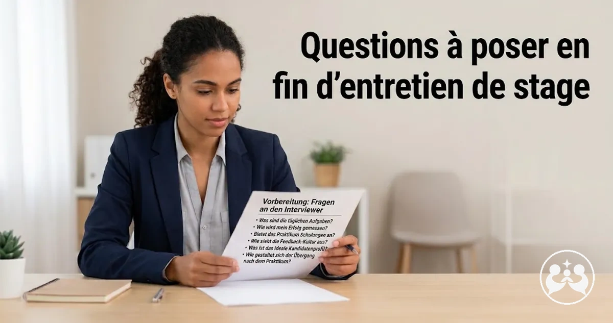 Candidat relisant les questions à poser lors d'un entretien de stage