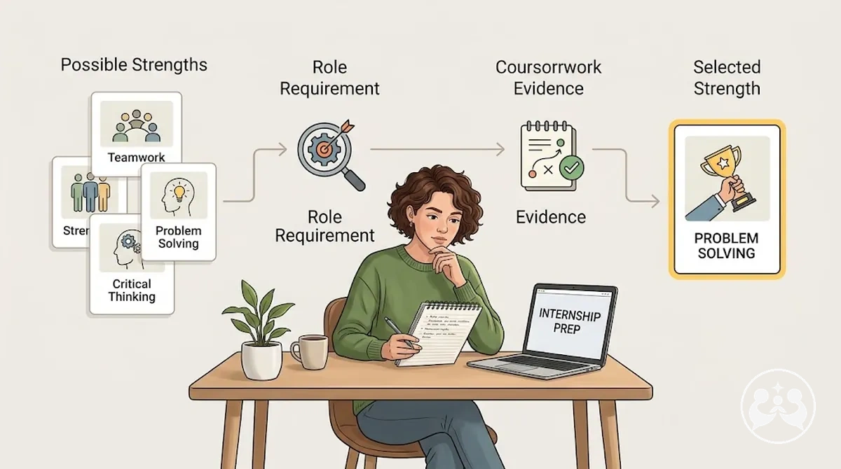 Illustration du choix d une force pour un entretien de stage selon sa pertinence et les preuves