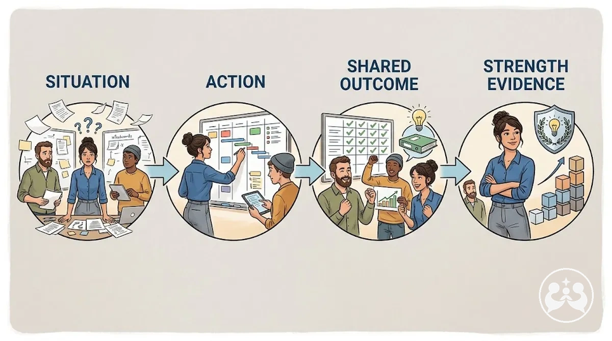 Visuel montrant la situation, l action et le résultat comme preuves d une force en entretien