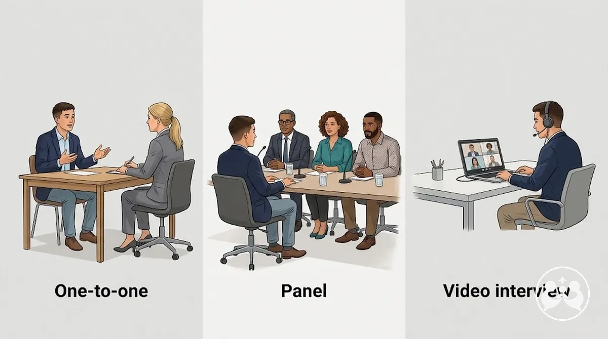 Configurations d'entretien de stage en tête-à-tête, en panel et à distance