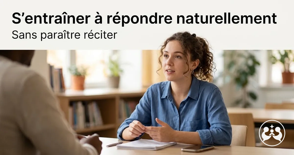 Étudiant s'entraînant à répondre en entretien de façon naturelle et conversationnelle