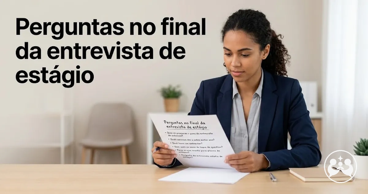 Candidato revisando perguntas para fazer em uma entrevista de estágio