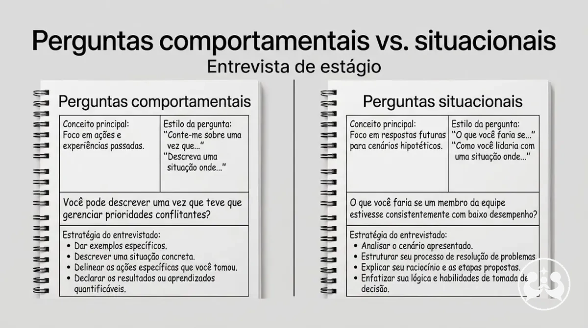 Comparação entre perguntas comportamentais e situacionais em uma entrevista