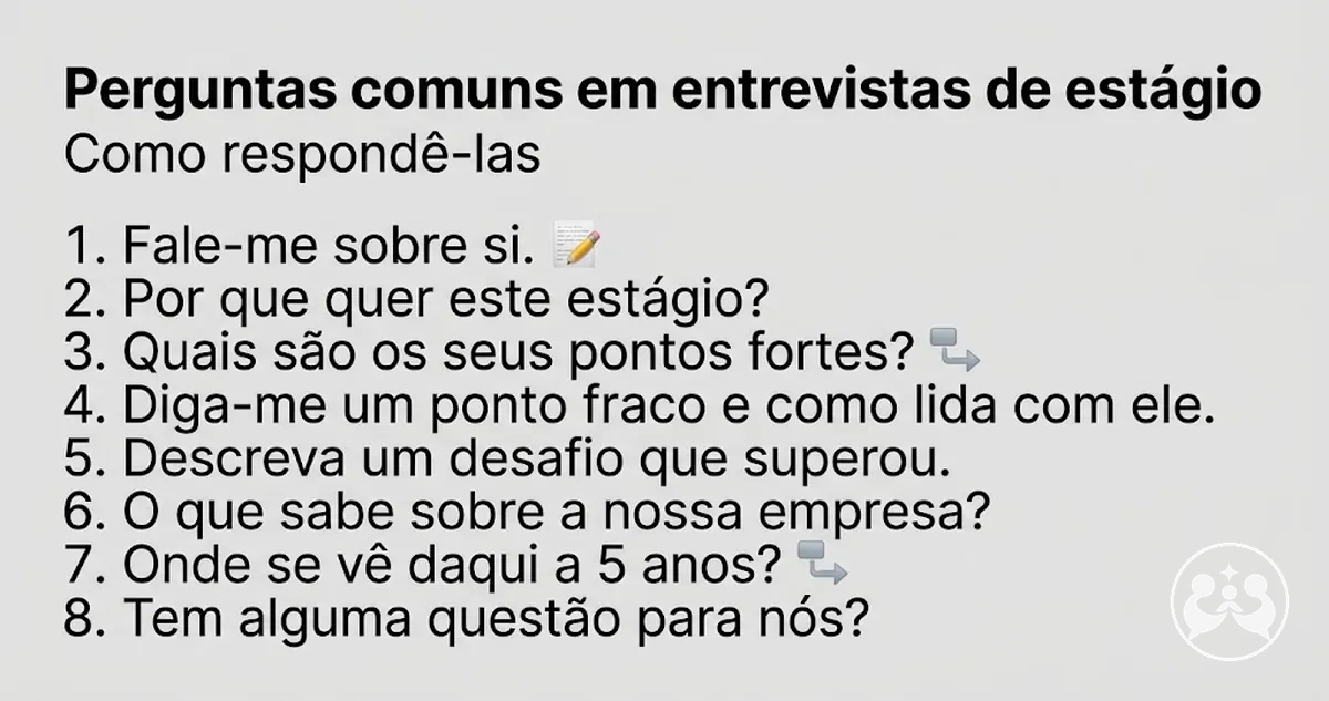 Lista de perguntas comuns para praticar uma entrevista de estágio