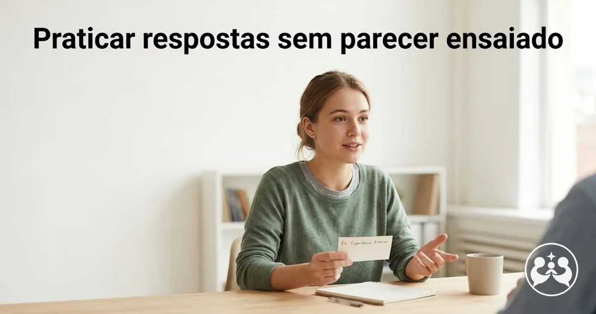 Estudante praticando respostas de entrevista de forma natural e conversacional