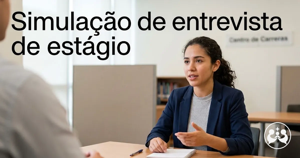 Estudante participando de uma simulação de entrevista de estágio