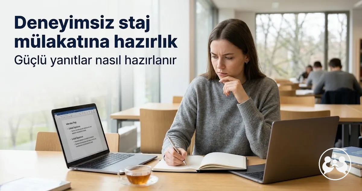 Sınırlı iş deneyimiyle staj mülakatı yanıtları hazırlayan öğrenci