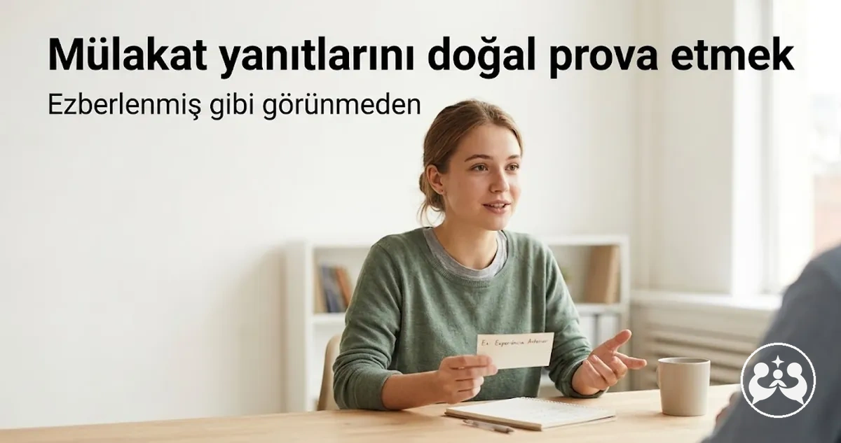 Mülakat yanıtlarını doğal ve konuşma tarzında prova eden öğrenci