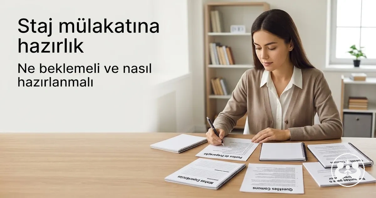 Staj mülakatı için notlarını hazırlayan öğrenci