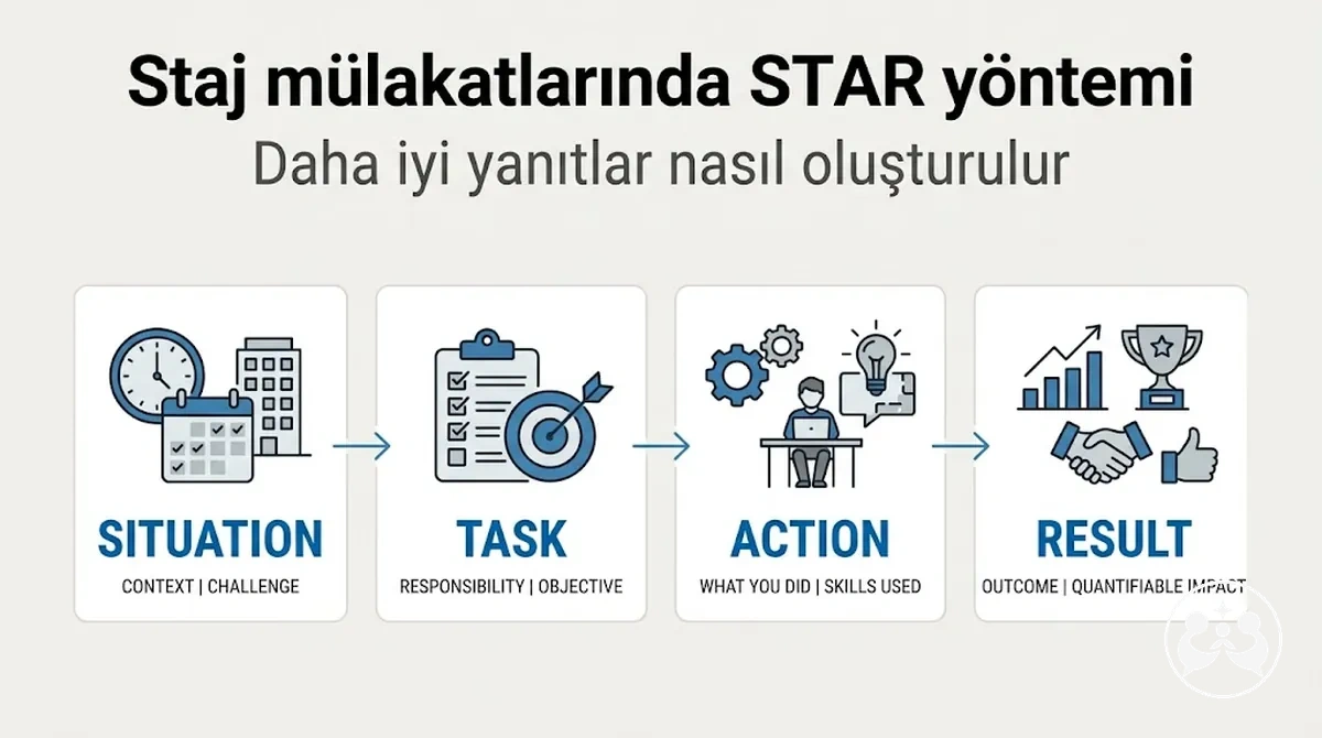 Staj mülakatı yanıtı için STAR yöntemi yapısı