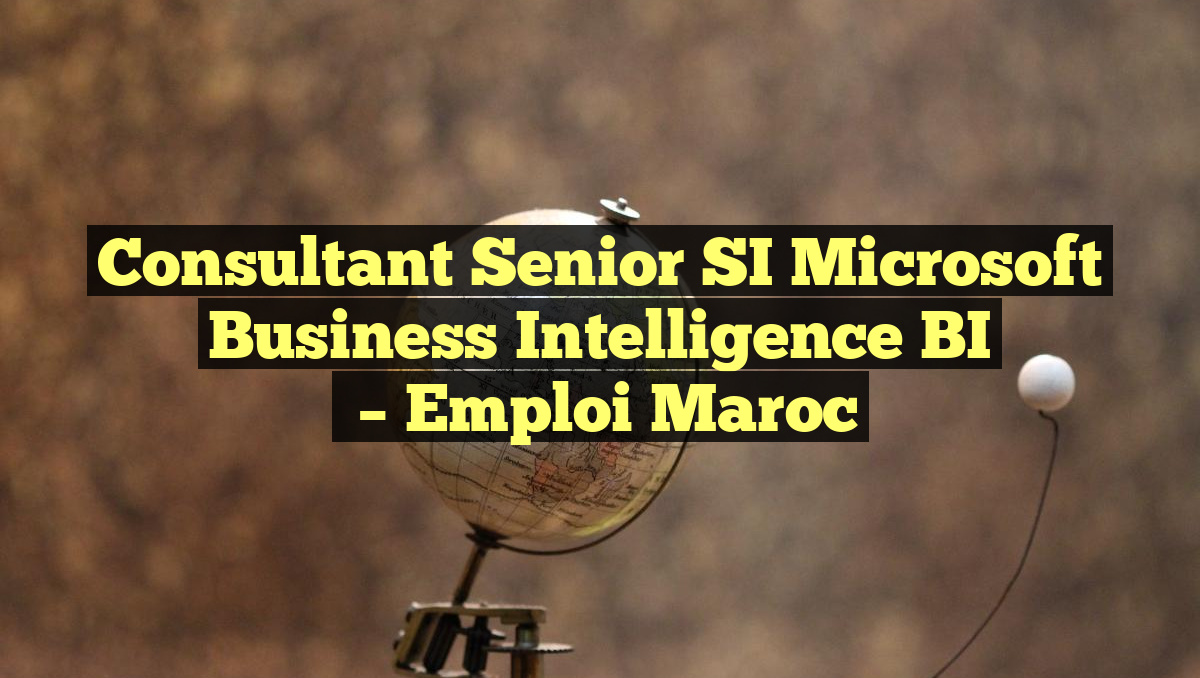 Consultant Senior SI Microsoft Business Intelligence BI
– Emploi Maroc