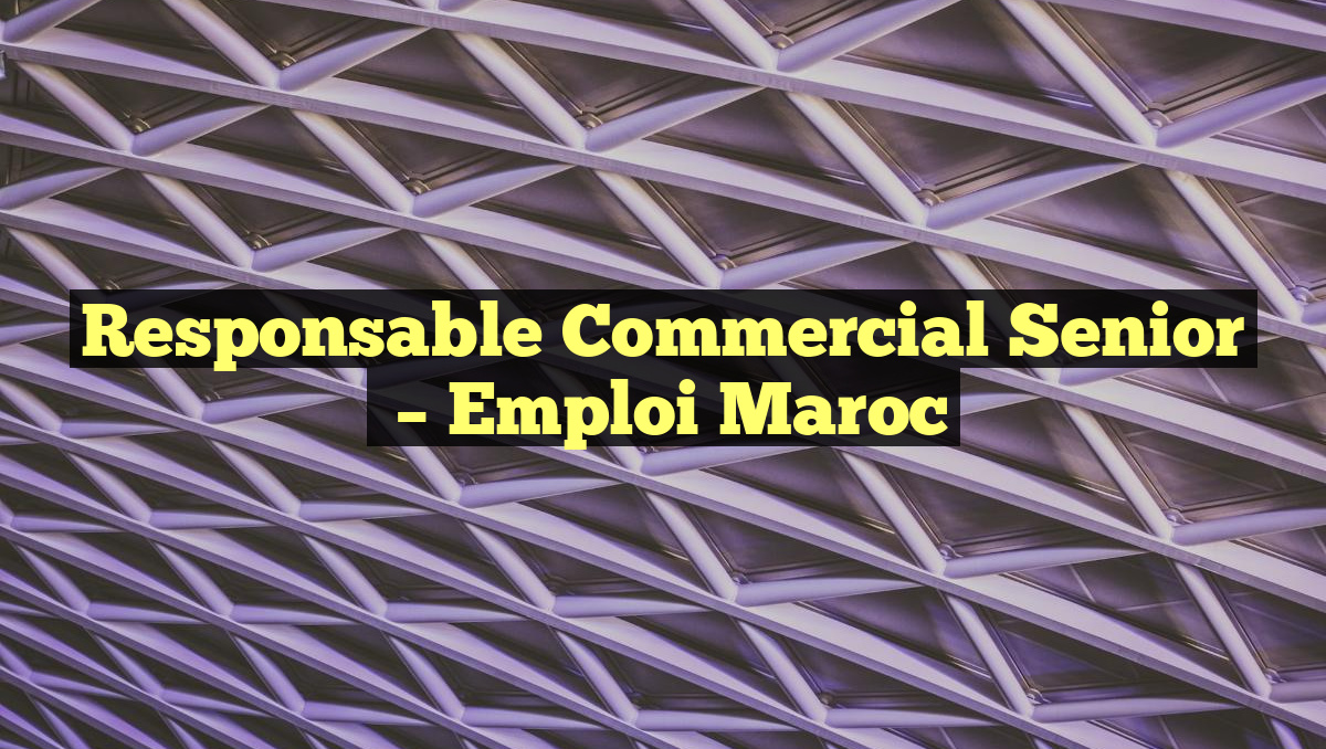 Responsable Commercial Senior
– Emploi Maroc