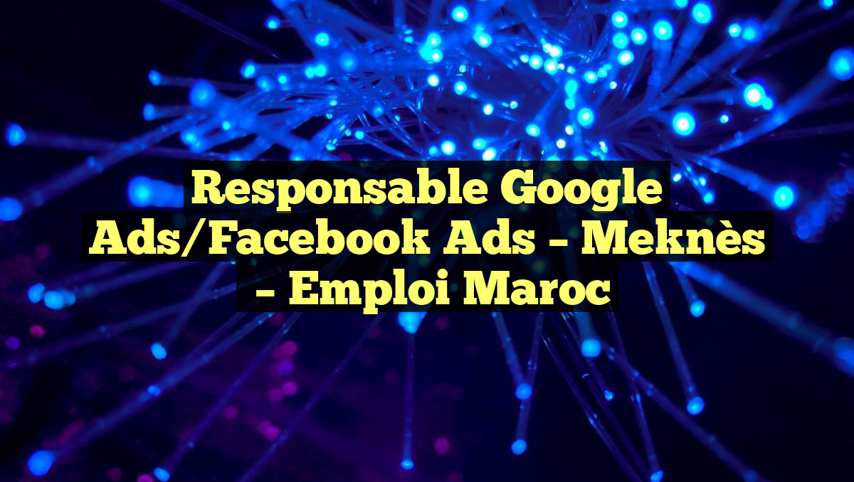 Responsable Google Ads/Facebook Ads – Meknès
– Emploi Maroc