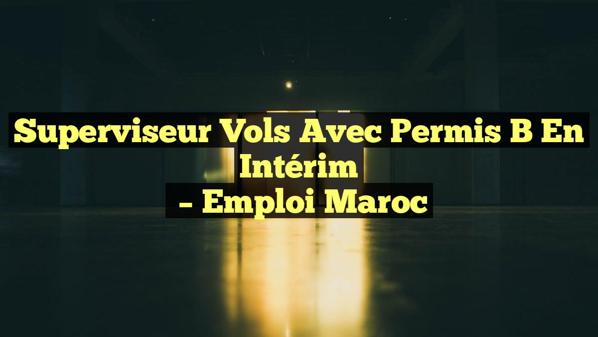 Superviseur Vols Avec Permis B en Intérim
– Emploi Maroc