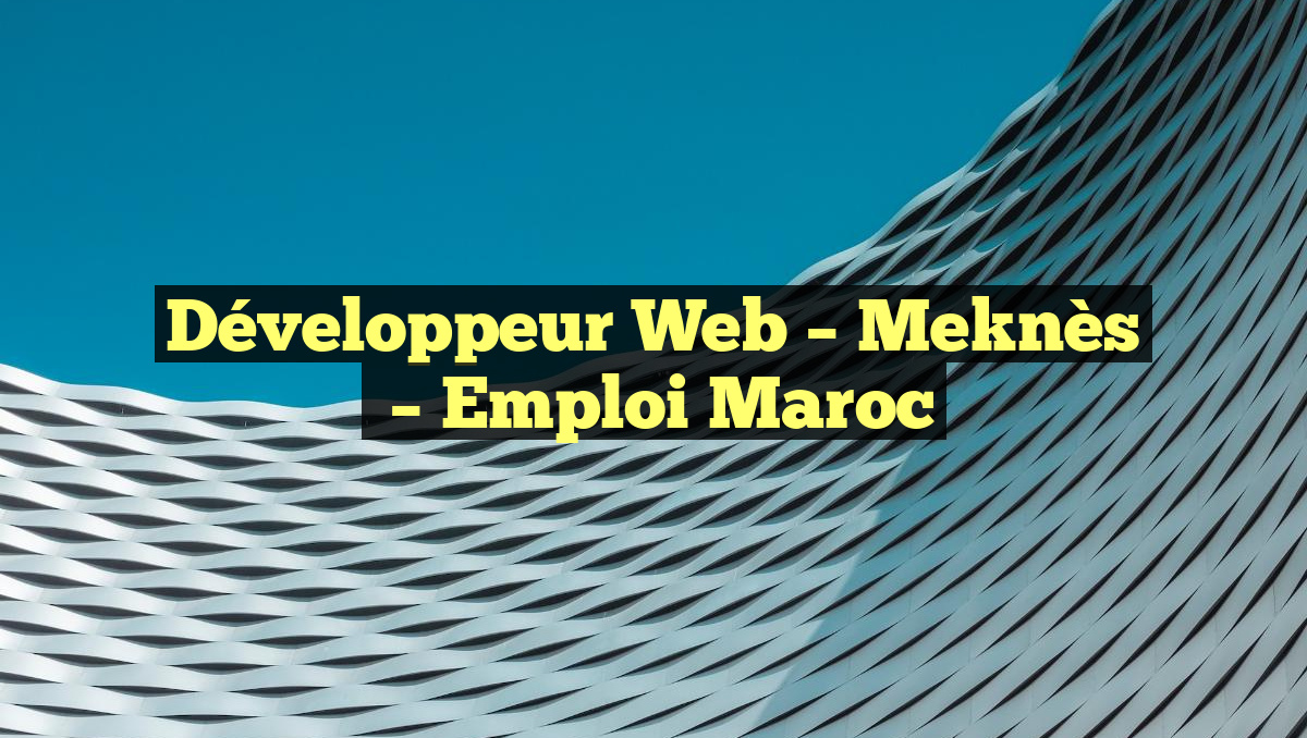 Développeur Web – Meknès
– Emploi Maroc