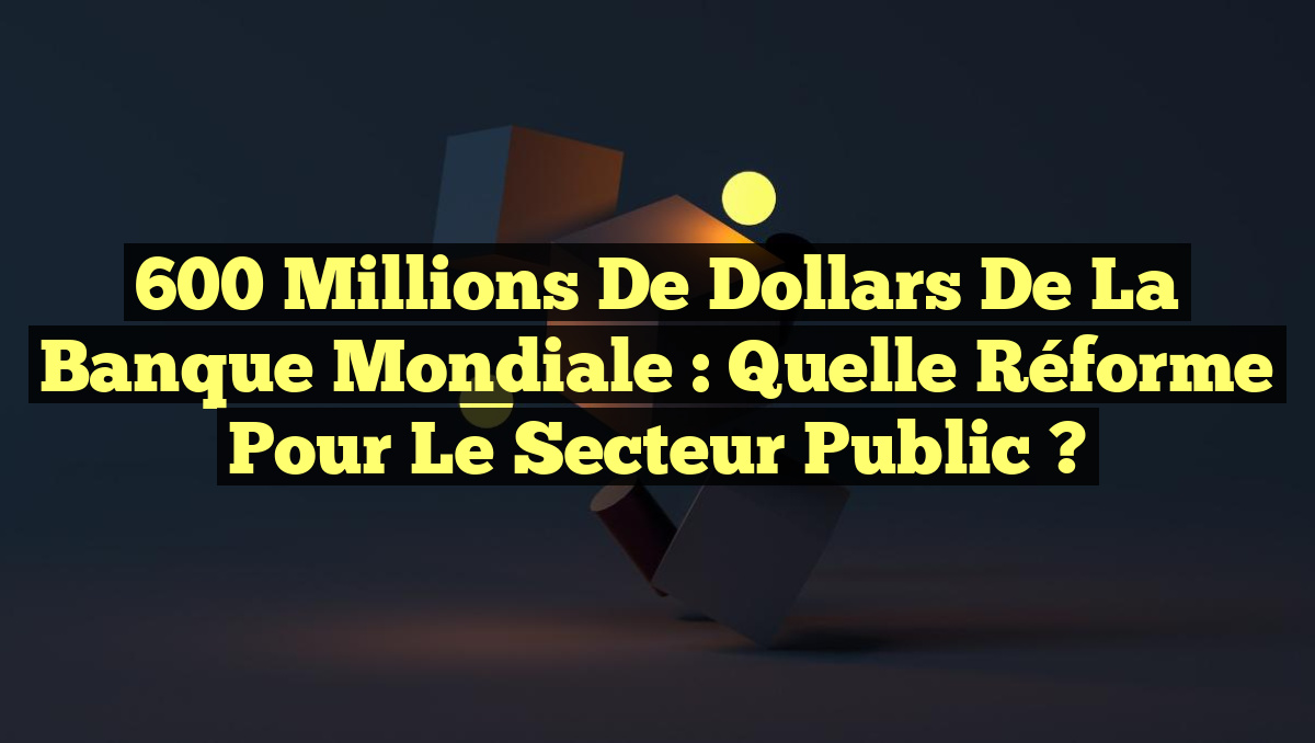 600 millions de dollars de la Banque mondiale : Quelle réforme pour le secteur public ?