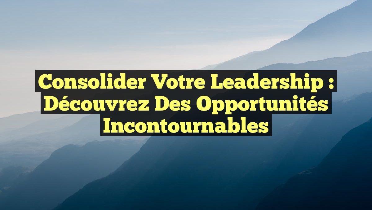 Consolider votre leadership : Découvrez des opportunités incontournables