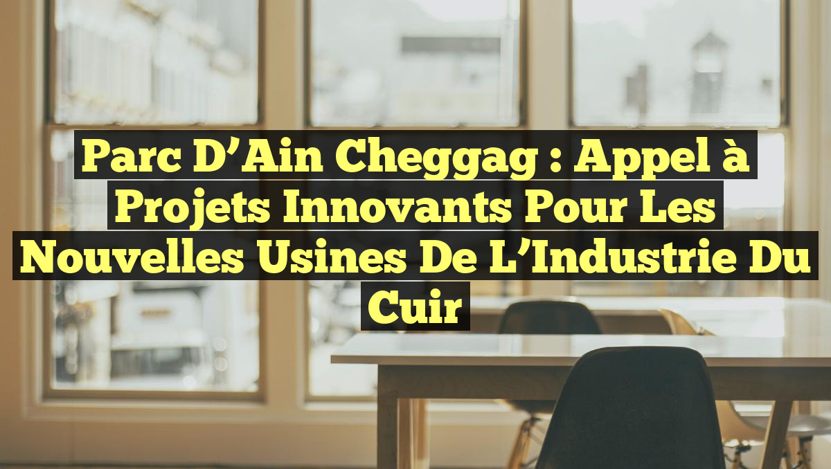 Parc d’Ain Cheggag : Appel à Projets Innovants pour les Nouvelles Usines de l&rsquo;Industrie du Cuir