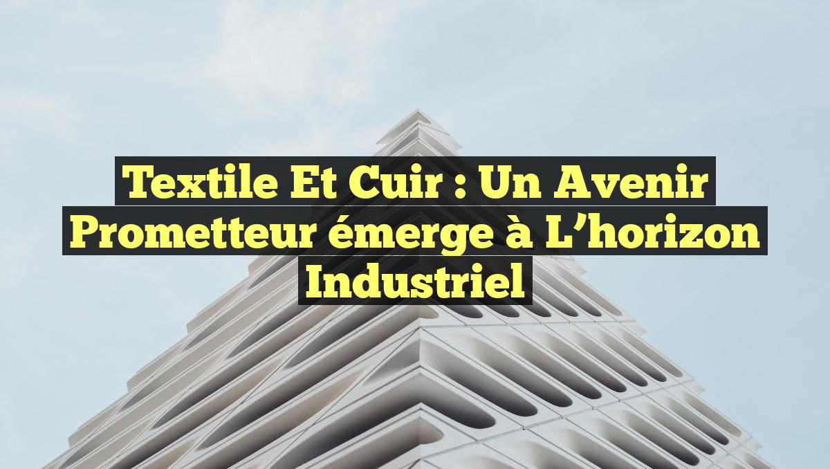 Textile et cuir : Un avenir prometteur émerge à l&rsquo;horizon industriel