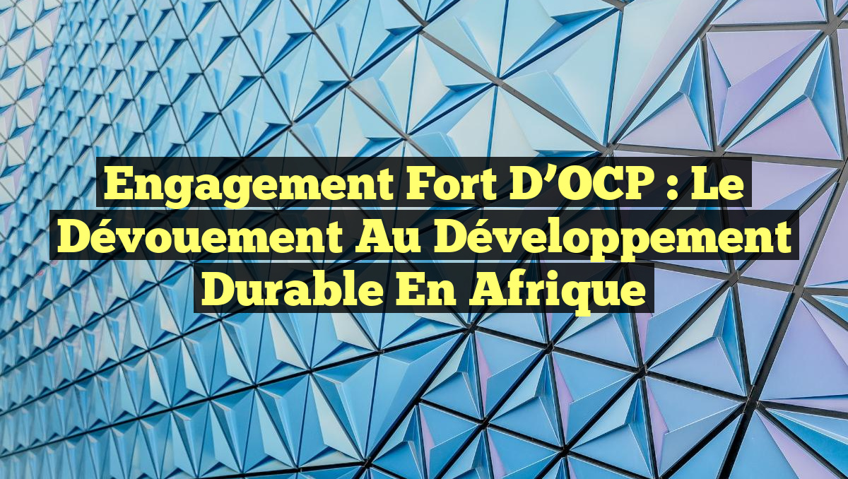 Engagement fort d&rsquo;OCP : Le dévouement au développement durable en Afrique