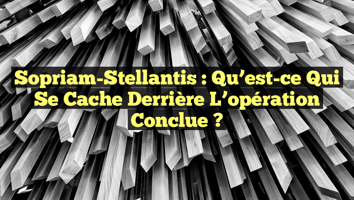 Sopriam-Stellantis : Qu&rsquo;est-ce qui se cache derrière l&rsquo;opération conclue ?