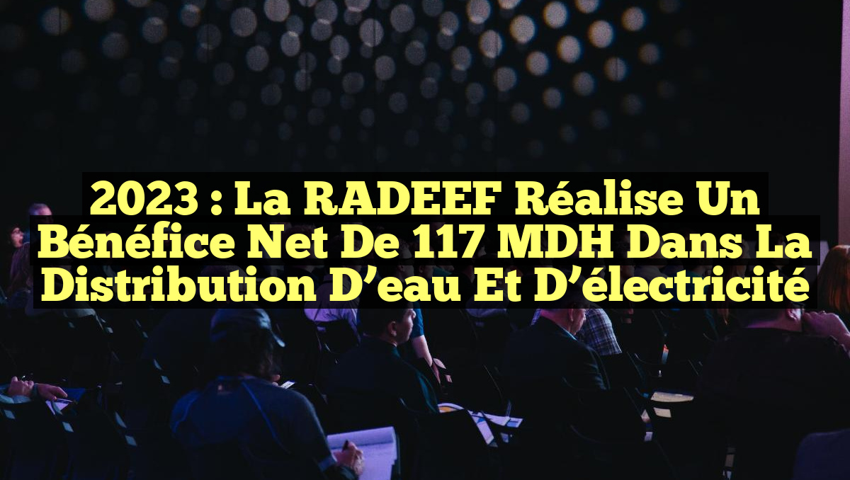 2023 : La RADEEF réalise un bénéfice net de 117 MDH dans la distribution d&rsquo;eau et d&rsquo;électricité