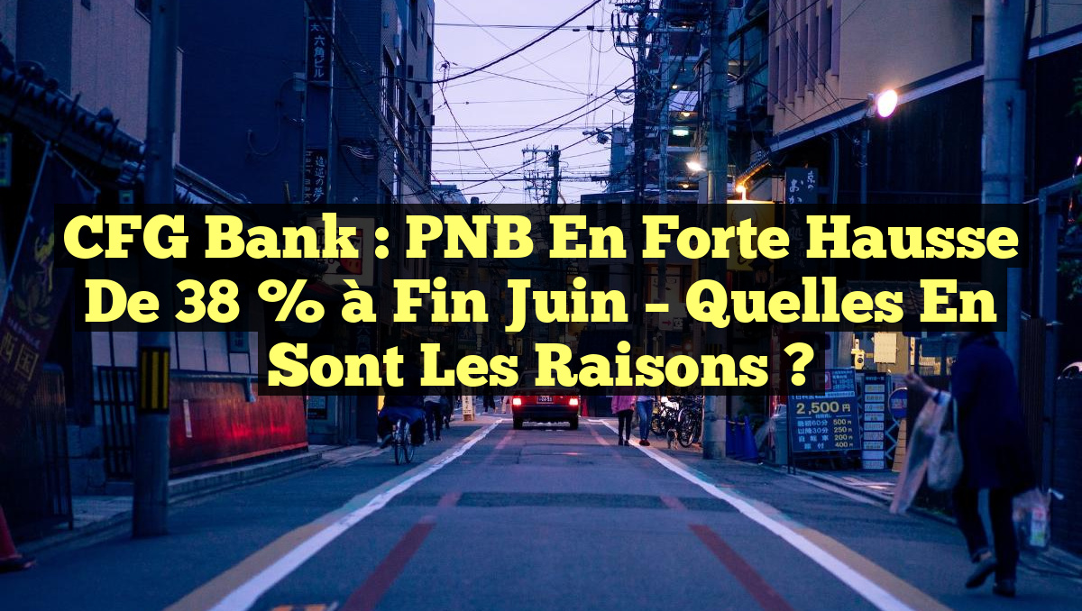 CFG Bank : PNB en forte hausse de 38 % à fin juin – Quelles en sont les raisons ?