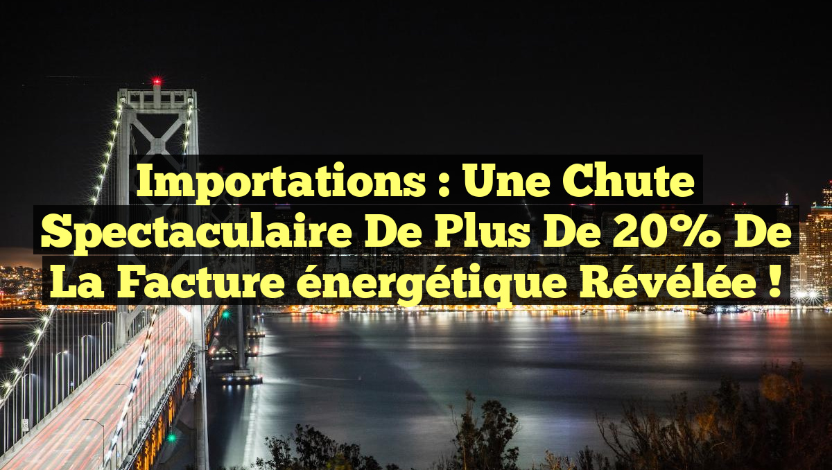 Importations : Une chute spectaculaire de plus de 20% de la facture énergétique révélée !