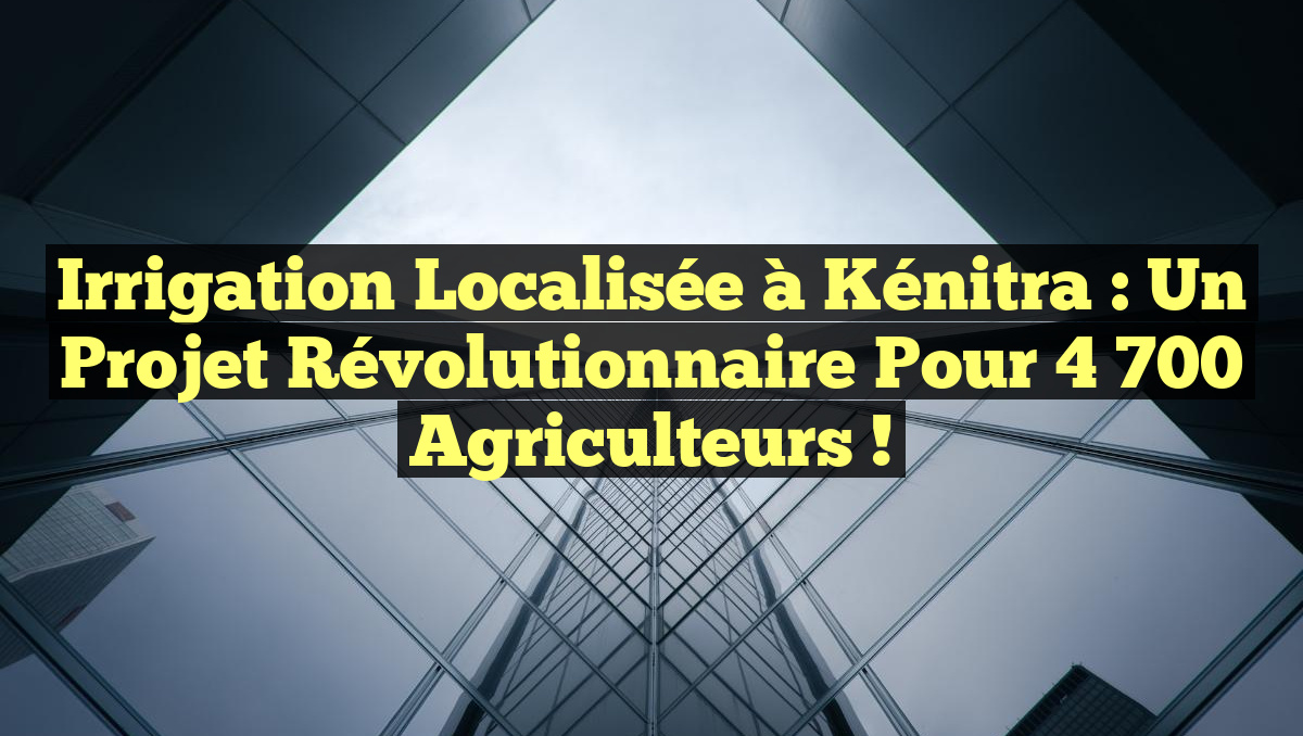 Irrigation Localisée à Kénitra : Un Projet Révolutionnaire pour 4 700 Agriculteurs !