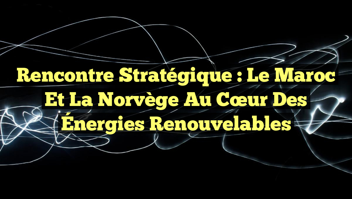 Rencontre stratégique : Le Maroc et la Norvège au cœur des Énergies Renouvelables