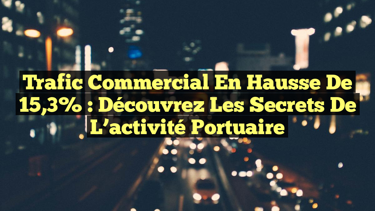 Trafic commercial en hausse de 15,3% : Découvrez les secrets de l&rsquo;activité portuaire