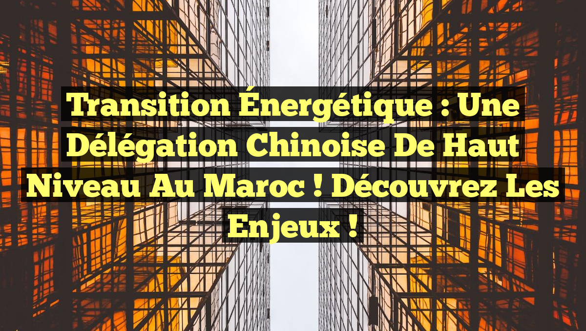 Transition Énergétique : Une Délégation Chinoise de Haut Niveau au Maroc ! Découvrez les Enjeux !