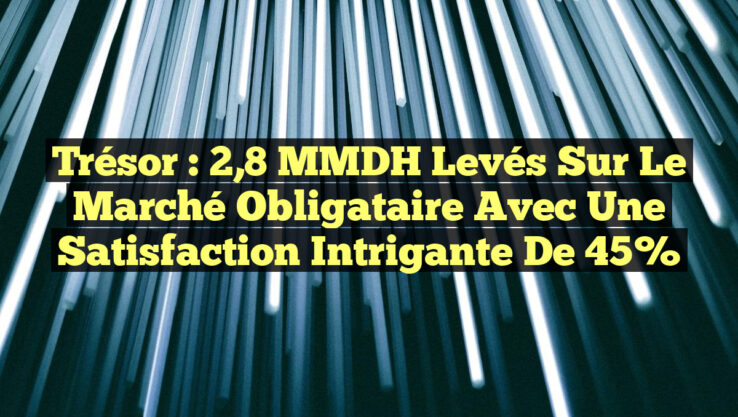Trésor : 2,8 MMDH levés sur le marché obligataire avec une satisfaction intrigante de 45%