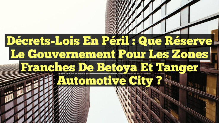 Décrets-Lois en Péril : Que Réserve le Gouvernement pour les Zones Franches de Betoya et Tanger Automotive City ?