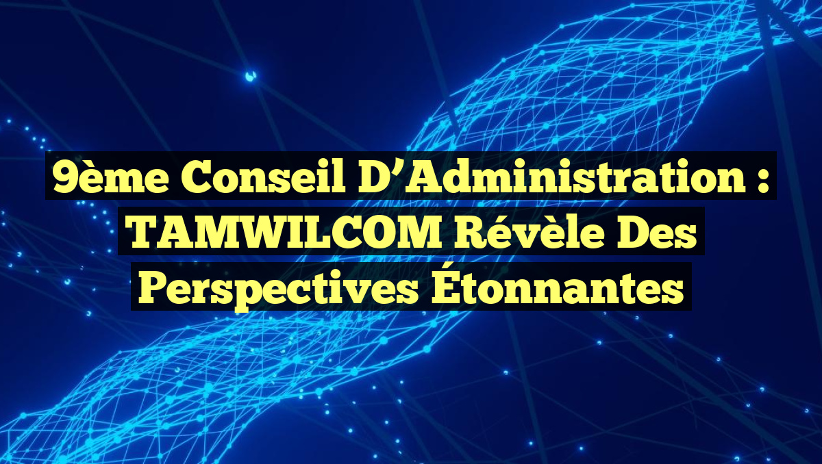 9ème Conseil d&rsquo;Administration : TAMWILCOM Révèle des Perspectives Étonnantes