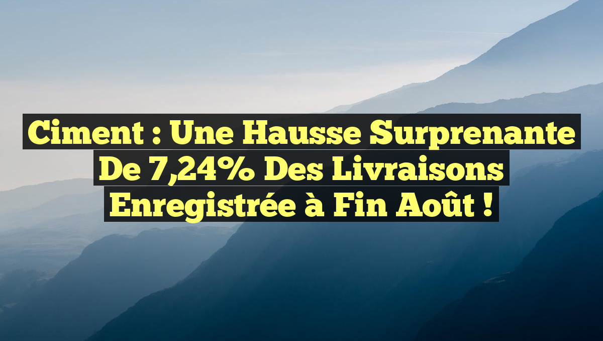 Ciment : Une hausse surprenante de 7,24% des livraisons enregistrée à fin août !